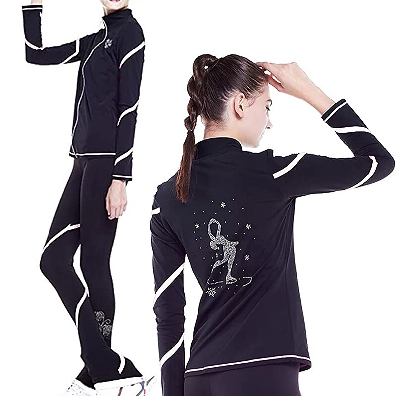 Eiskunstlauf-Jackett und -Hose Damen Mädchen Eislaufen Hosen / Regenhose Shirt Weiß Rosa Blau Glitzer Vlies Spandex Hochelastisch Ausbildung Wettbewerb Eiskunstlaufkleidung warm Kristalle Langarm 2026 - $123.99 –P13