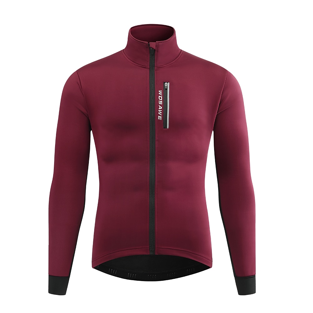 WOSAWE Men's Cycling Jacket Winter Thermal Warm Fleece Lining Windproof  Breathable Bike Windbreaker Winter Fleece Jacket Mountain Bike MTB Road Bike  Cycling City Bike Cycling Black Green Burgundy 2024 - $35.99