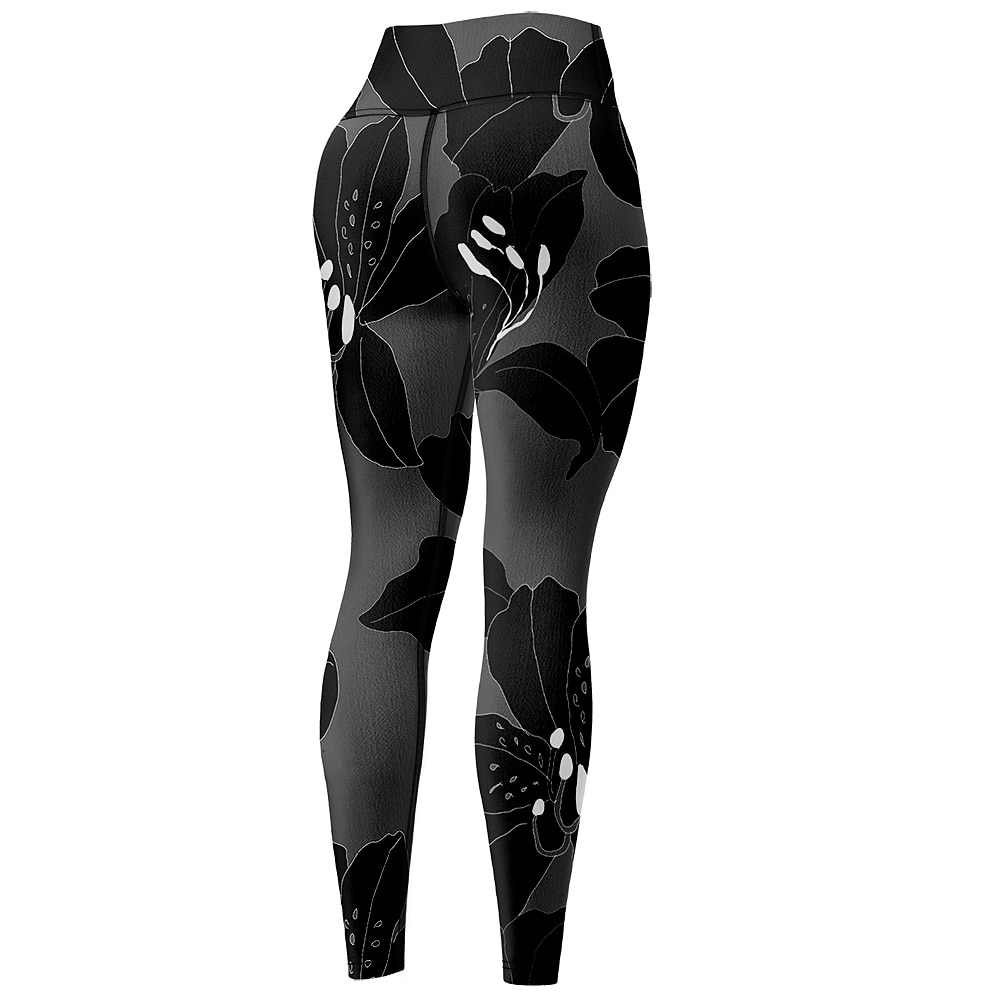 Dámské Legíny Sports Gym Leggings Kalhoty na jógu Spandex Černá Oříznuté legíny Květiny Zaštíhlující Butt Lift Oblečení Oblečení Jóga Zdatnost Cvičení v tělocvičně Běh / Vysoká pružnost / Sportovní 2026 - $18.99 –P6