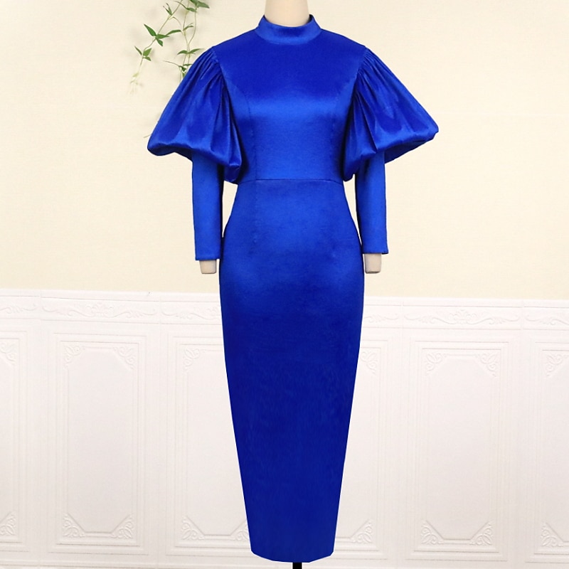 Women's Formal Party Dress New Year's Eve Dress Wedding Guest Dress Sheath Dress Emerald Green Dress Long Dress Maxi Dress Blue Red Long Sleeve Split Fall Autumn 2023 - AED 229 –P3