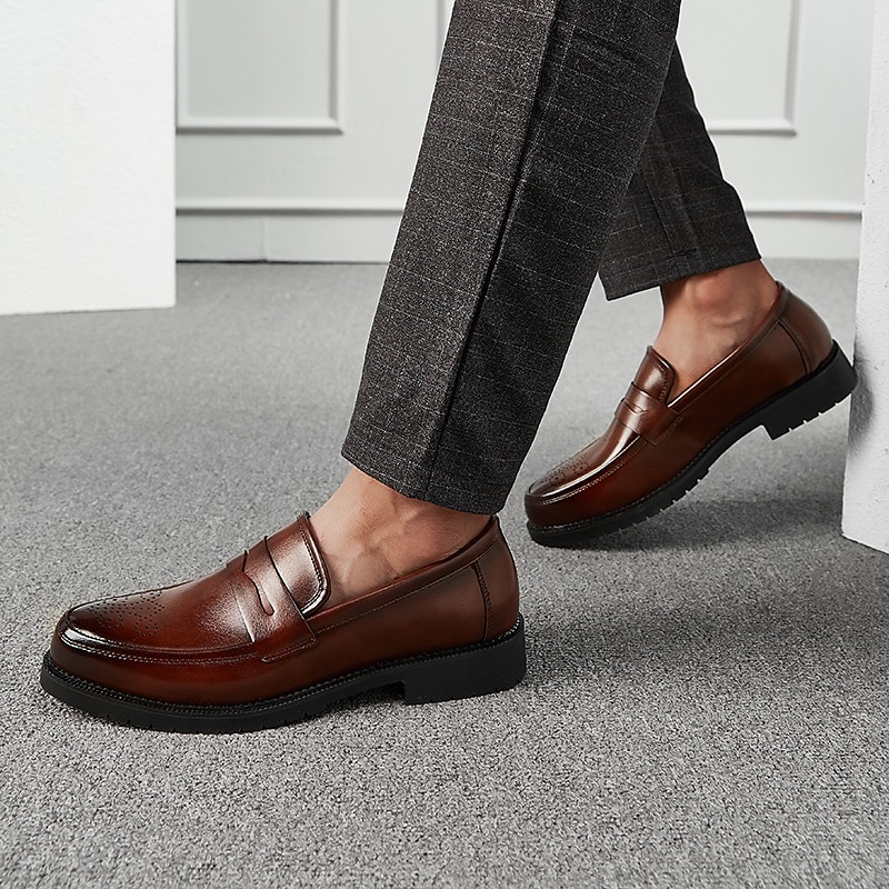 herrekjole penny loafers & slip-ons pluss størrelse vintage business casual fest & kveld loafers svart brun høst vinter 2025 - $64.99 –P5