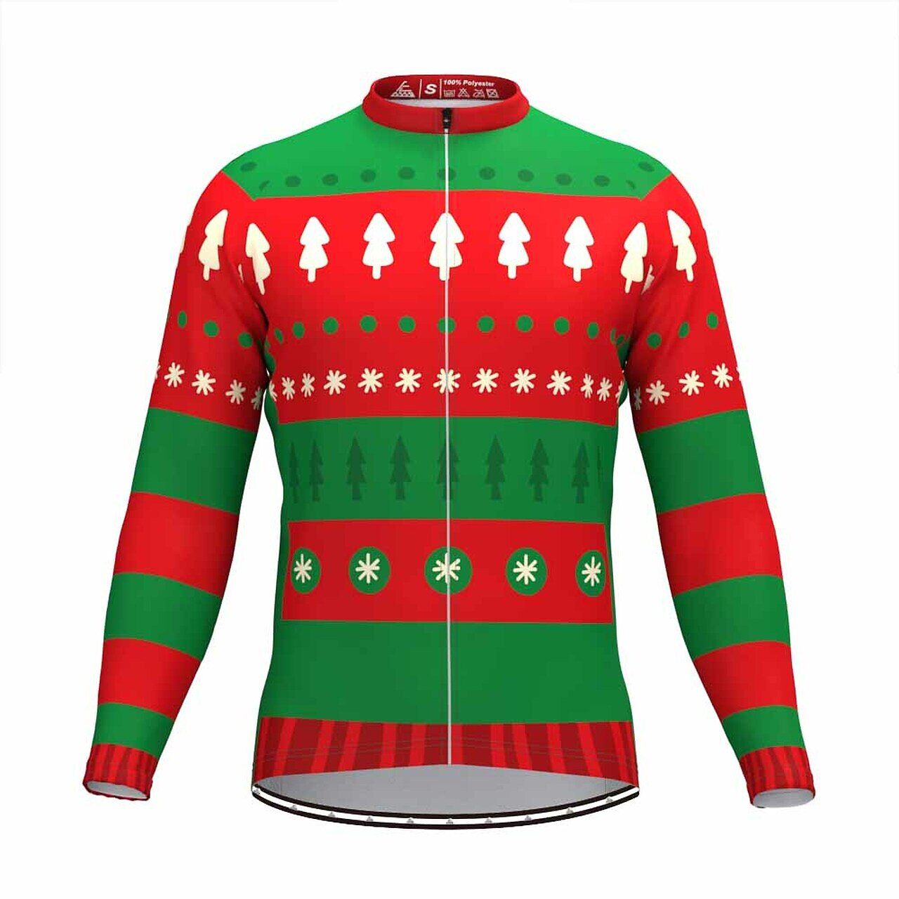 Herre Sykkeltrøyer Grafisk Tre Stygg jul Langermet Sykkel Topper med 3 baklommer Fjellsykling Veisykling Hurtigtørkende Refleksbånd Tilbake Lomme Fukttransport sport Rød Grønn Rød / Hvit Klær 2025 - $34.99 –P3