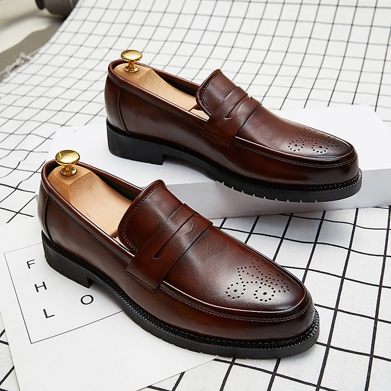 herrekjole penny loafers & slip-ons pluss størrelse vintage business casual fest & kveld loafers svart brun høst vinter 2025 - $64.99 –P15