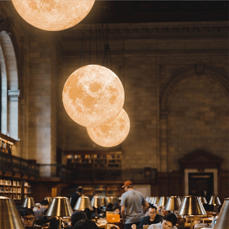 3d printing moon chandelier modern simple nordic creative moon lamp restaurant stue soverom moon lysekrone 2025 - $229.99 –P4