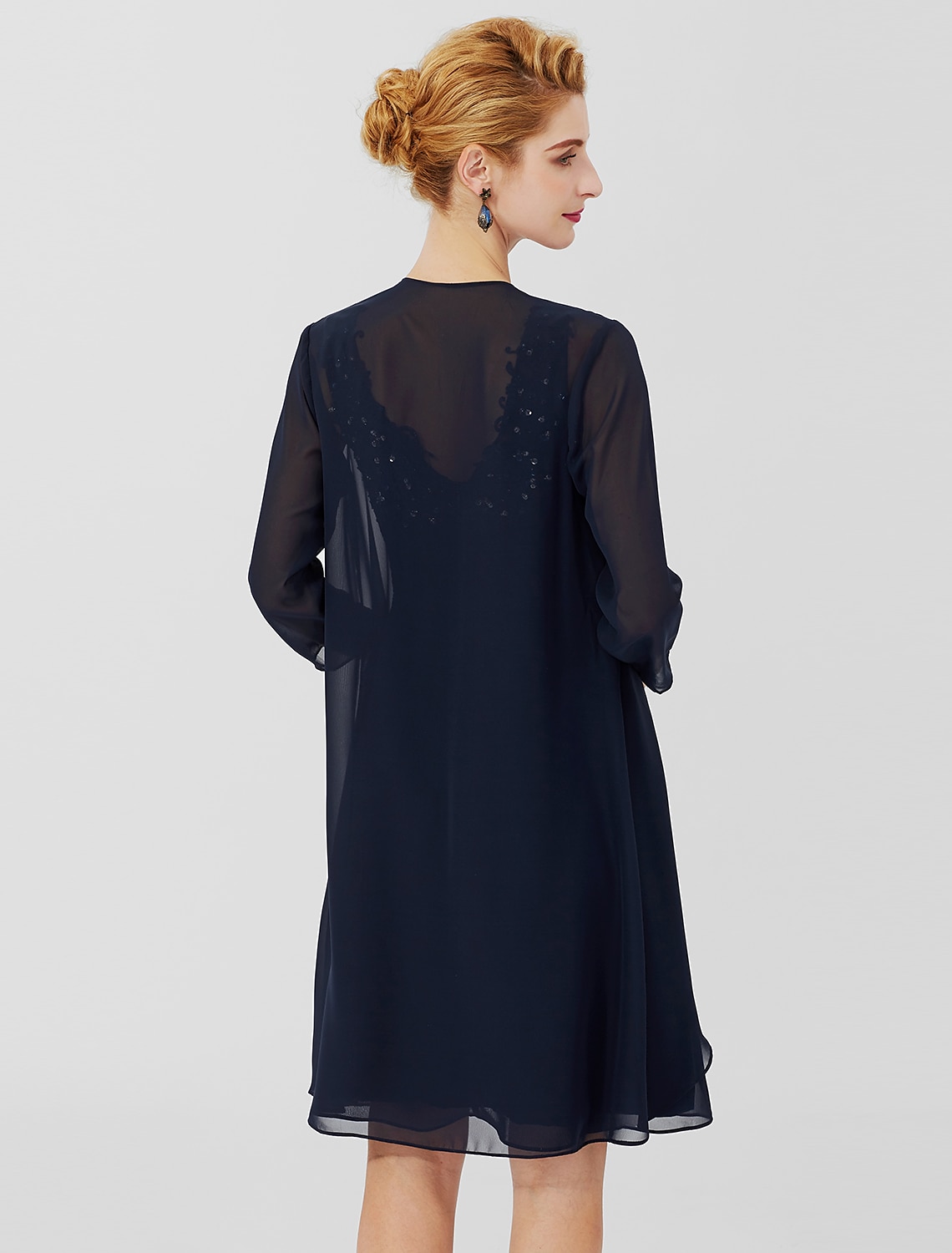 Vrouwen Wrap Shrug Moeder's Wraps Jassen  Jasjes Elegant Zonbescherming 3/4 Lengte Mouw Chiffon Bruiloft Gasten Wraps Met Effen Kleur Voor Formele Lente  Herfst kleed je mooi aan 2025 - $44.99 –P2