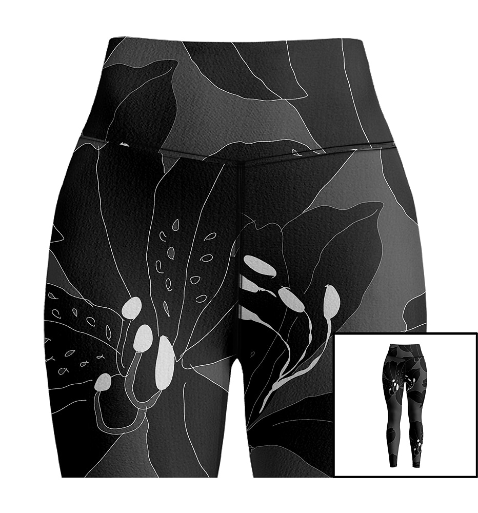 Dámské Legíny Sports Gym Leggings Kalhoty na jógu Spandex Černá Oříznuté legíny Květiny Zaštíhlující Butt Lift Oblečení Oblečení Jóga Zdatnost Cvičení v tělocvičně Běh / Vysoká pružnost / Sportovní 2026 - $18.99 –P7