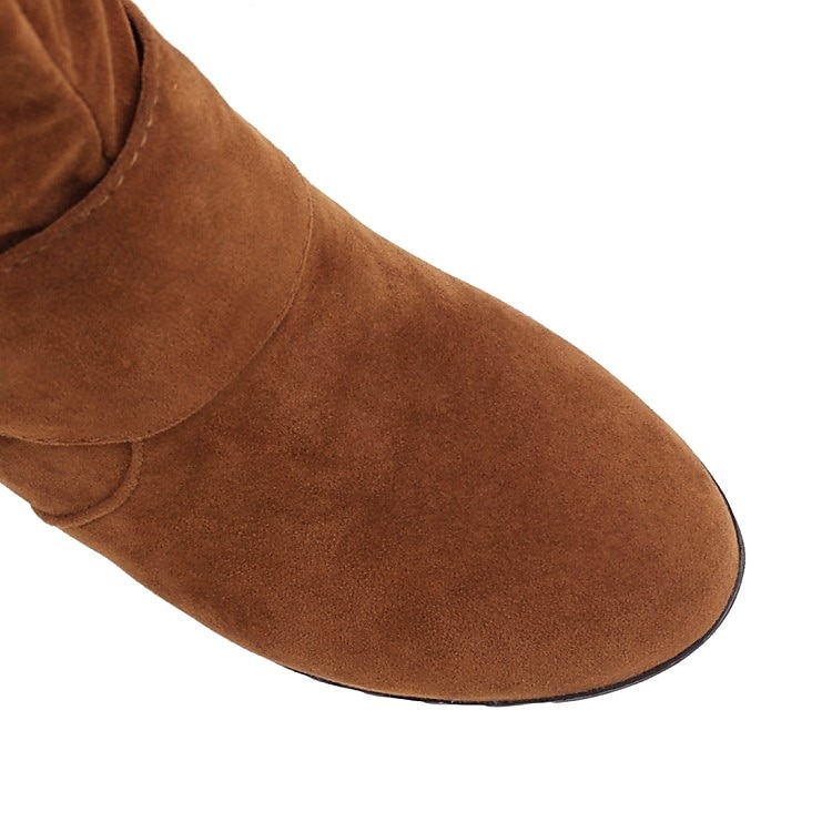 női fekete, sima művelúr térdcsizma csatos pántokkal, lezser vintage stílus őszi és téli ruhákhoz 2025 - $69.99 –P4