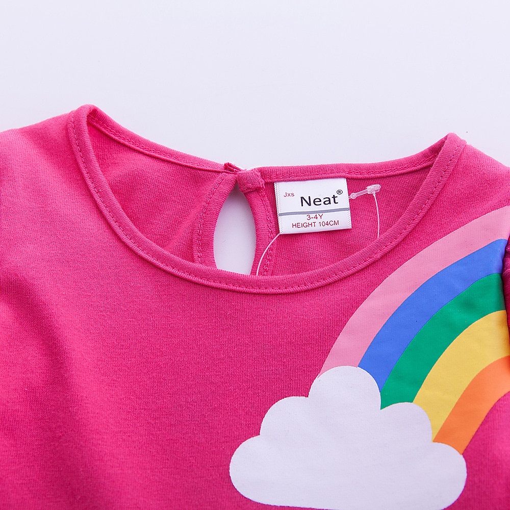 Kinder Wenig Mädchen Kleid Einhorn Regenbogen Blume Tier T Shirt Kleid Zeichentrickfilm Mit Taschen Druck Blau Gelb Fuchsie Übers Knie Langarm Aktiv Freizeit Kleider Normale Passform 2-8 Jahre 2025 - $13.99 –P3