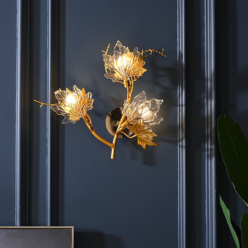 Wall Light LED Wall Sconces Maple Leaf Design Bedroom Dining Room Copper 220-240V 5 W 2025 - $397.59 –P1
