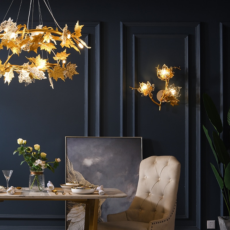 Wall Light LED Wall Sconces Maple Leaf Design Bedroom Dining Room Copper 220-240V 5 W 2025 - $397.59 –P6