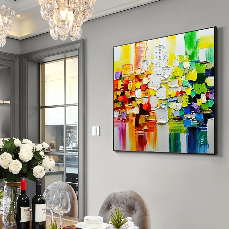 Pintura al óleo hecha a mano lienzo arte de la pared decoración paleta cuchillo pintura color fantasía para decoración del hogar enrollado sin marco pintura sin estirar 2025 - $131.99 –P5