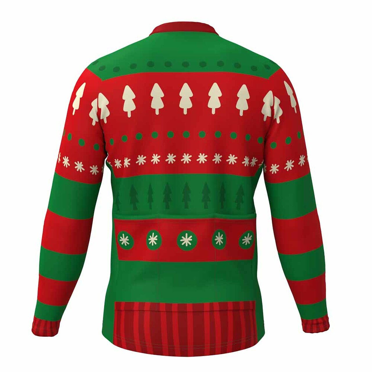 Herre Sykkeltrøyer Grafisk Tre Stygg jul Langermet Sykkel Topper med 3 baklommer Fjellsykling Veisykling Hurtigtørkende Refleksbånd Tilbake Lomme Fukttransport sport Rød Grønn Rød / Hvit Klær 2025 - $34.99 –P4