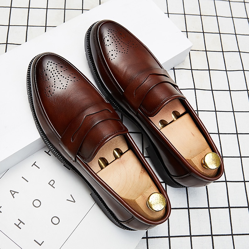 herrekjole penny loafers & slip-ons pluss størrelse vintage business casual fest & kveld loafers svart brun høst vinter 2025 - $64.99 –P13
