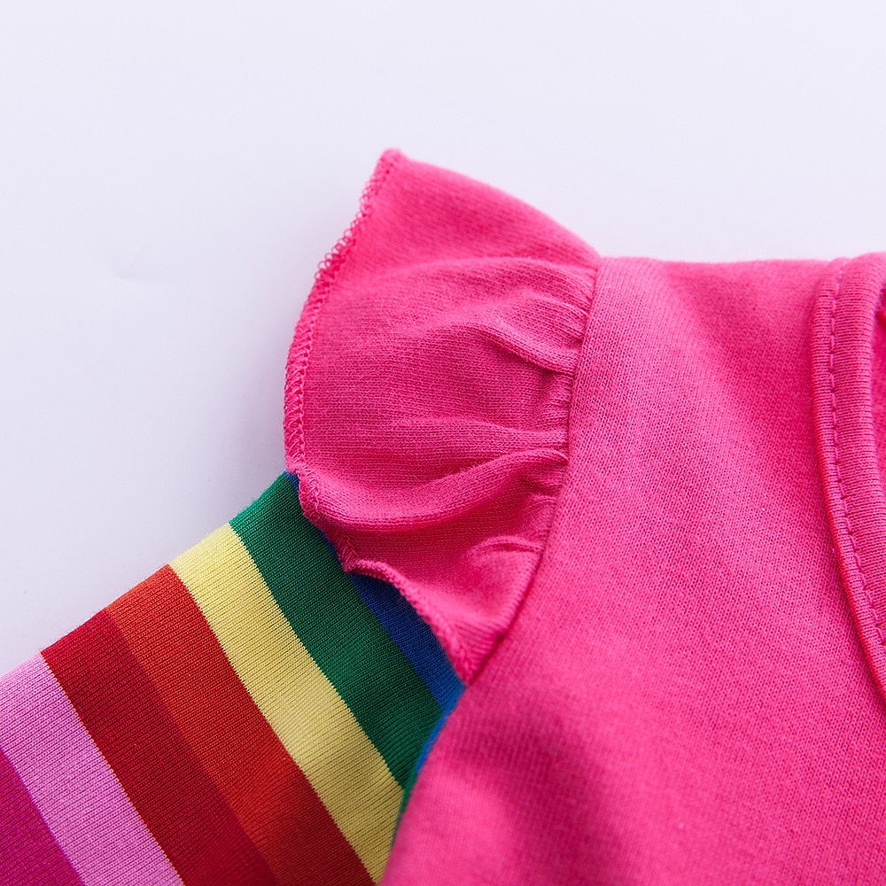 Kinder Wenig Mädchen Kleid Einhorn Regenbogen Blume Tier T Shirt Kleid Zeichentrickfilm Mit Taschen Druck Blau Gelb Fuchsie Übers Knie Langarm Aktiv Freizeit Kleider Normale Passform 2-8 Jahre 2025 - $13.99 –P1