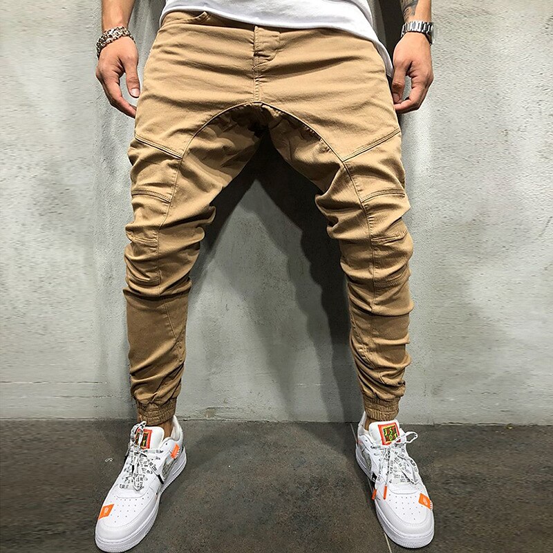 Men's Cargo Pants Trousers Track Pants Jogging Pants Outdoor Athleisure Daily Sports Soft Comfortable Pocket Drawstring Elastic Waist Plain Full Length Fashion Casual Activewear Black Khaki 2025 - $21.99 –P9