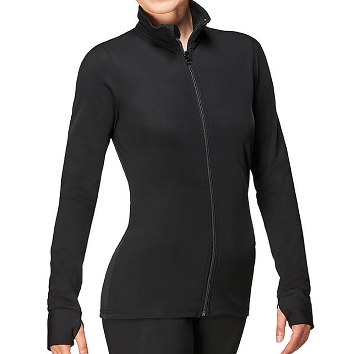 Chaqueta de lana para patinaje artístico Mujer Chica Patinaje Sobre Hielo Chaqueta Accesorios Cima Negro Rojo Azul Dedo Pulgar Vellón Alta elasticidad Entrenamiento Competición Ropa de Patinaje 2026 - $61.99 –P1