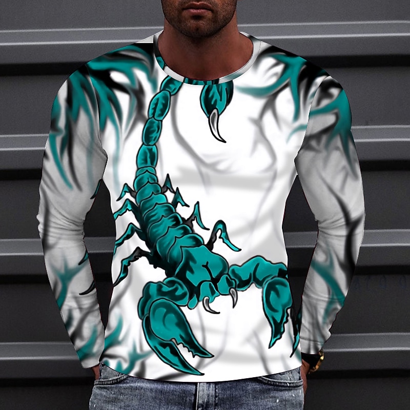 Homme Animal Scorpion T-shirt manche longue T-shirt Col rond Chemise Sports Mode Vêtements de sport Extérieur Vacances Rue Noir Blanche Jaune Automne Vêtement Tenue S M L XL XXL XXXL 4XL de 2026 ? $21.99 –P5