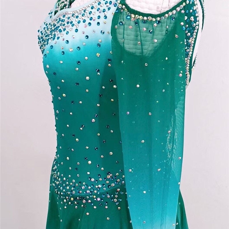 Kunstschaatsjurk Dames Voor meisjes Schaatsen Jurken Outfits Zwart Geel Roze Open achterkant Spandex Hoge Elasticiteit Opleiding Wedstrijd Kunstschaatskleding Kristal / Bergkristal Lange mouw 2026 - $168.99 –P4