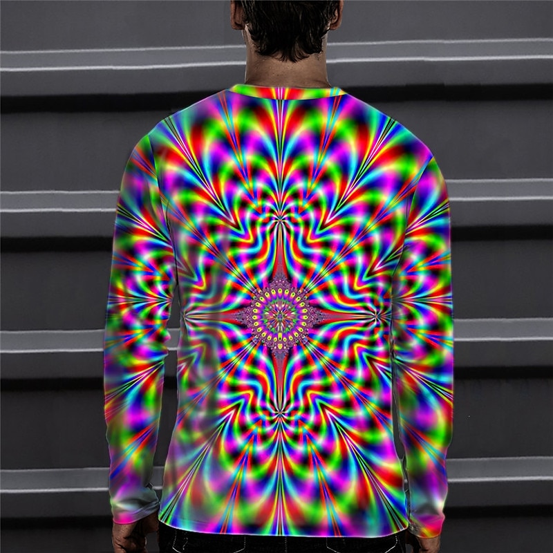 Homens 3D impressão Camiseta Manga Longa Camiseta Impressão 3D Gola Redonda Camisa Esportes Moda Roupa de Esporte Ao ar livre Rua Casual Vermelho Azul Verde Outono Roupa S M L XL XXL XXXL 4XL de 2025 por $19.99 -P5