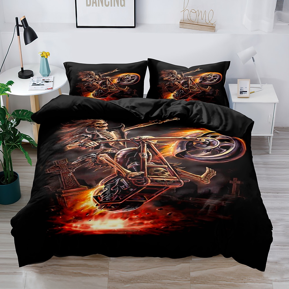 2ps/3ps ropa de cama 3d funda de edredón con estampado de calavera juegos de cama funda de edredón con 1 funda de edredón o colcha con estampado, 2 fundas de almohada para cama doble/reina/rey 2025 - $30.99 –P10