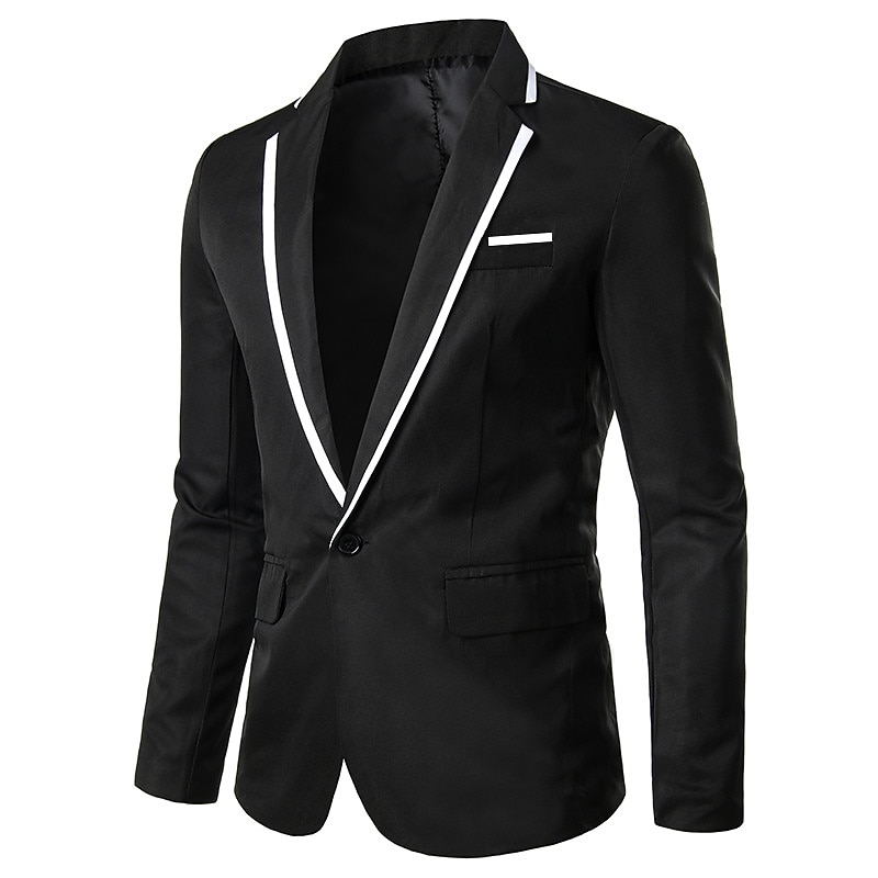 Per uomo Giubbotto Giacca Traspirante Matrimonio Attività commerciale Abito da cocktail Monopetto - 1 bottone A V Lavoro Elegante Giacca Capispalla Stampa Tasche Nero Bianco Giallo del 2025 a $42.99 -P1