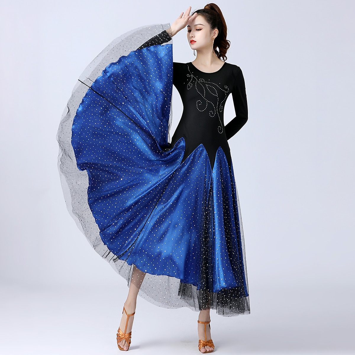 Ballroom Dance Dress Sequins Women's Performance Daily Wear Long Sleeve Natural Polystyrene Milk Fiber 2026 - $63.99 –P2