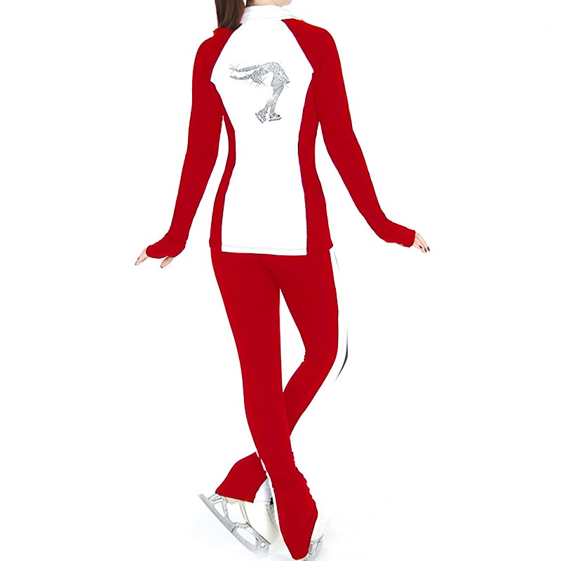 Figure Skating Jacket with Pants Women's Girls' Ice Skating Jacket Pants / Trousers White Red Purple Thumbhole Spandex Lycra High Elasticity Training Practice Competition Skating Wear Thermal Warm 2025 - $91.99 –P6