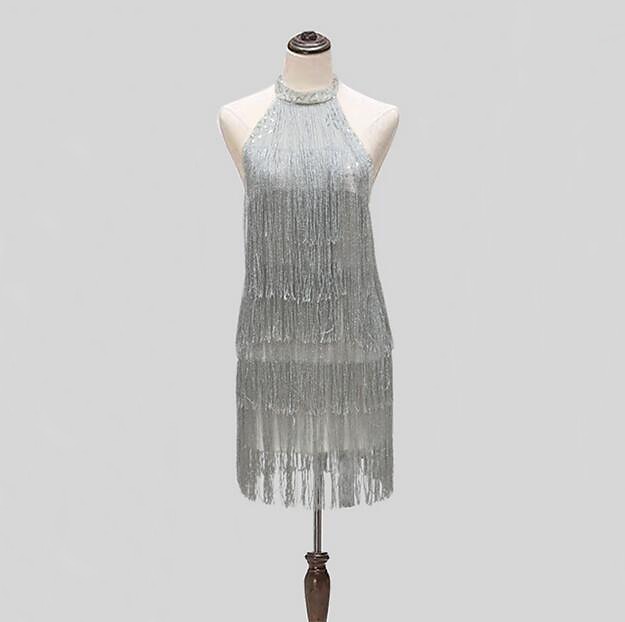 Women‘s Sequin Dress Fringe Dress Party Dress Sparkly Dress Homecoming Dress Mini Dress Silver Sleeveless Tassel Spring Halter Neck Hot Evening Spring Dress 2023 - US $39.99 –P3