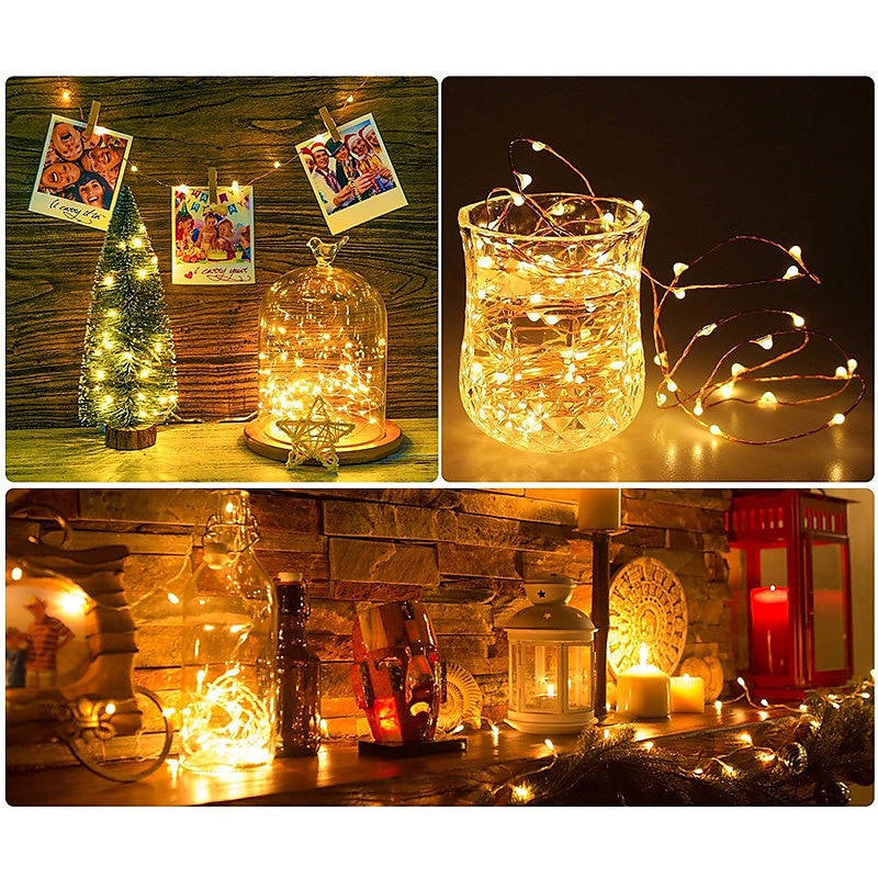 Guirlande lumineuse LED élégante pour réception de mariage, 10 pièces, 3 m, 2 m, 1 m, à piles, fil argenté, guirlande lumineuse pour extérieur, décoration de fête de mariage de 2025 ? $26.99 –P3