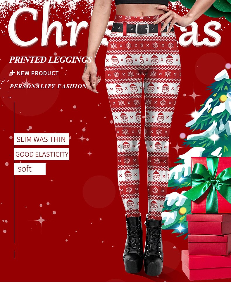 Vánoční dámské jógové kalhoty, zvednutí hýždí, kontrola břicha, vysoký pas, posilovna, cvičení, běh, fitness, zkrácené legíny, sportovní oblečení 2025 - $18.99 –P2