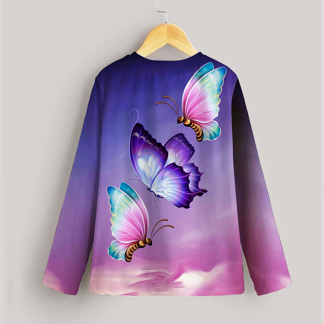 Mädchen 3D Schmetterling T-Shirt Langarm 3D-Druck Herbst Aktiv kinderkleidung 4-12 Jahre Regular Fit 2025 - $13.99 -P6