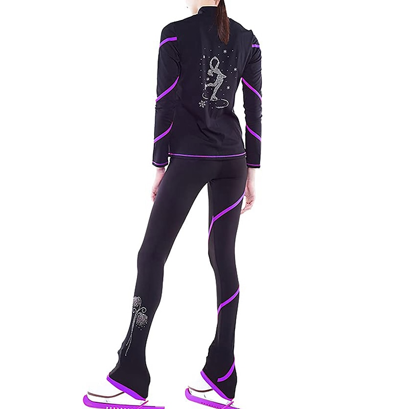 Eiskunstlauf-Jackett und -Hose Damen Mädchen Eislaufen Hosen / Regenhose Shirt Weiß Rosa Blau Glitzer Vlies Spandex Hochelastisch Ausbildung Wettbewerb Eiskunstlaufkleidung warm Kristalle Langarm 2026 - $123.99 –P14