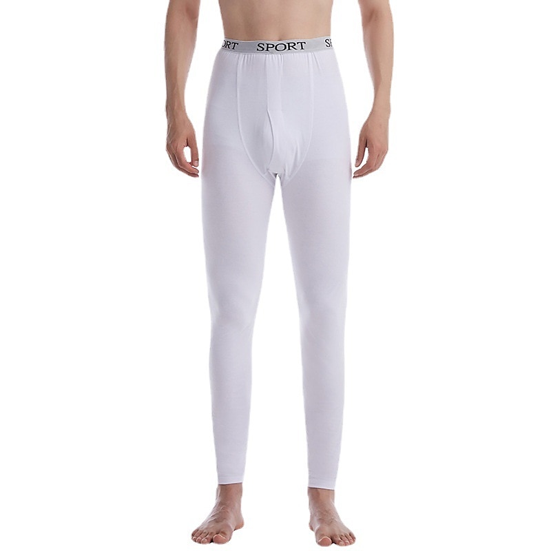 Men's Long Johns Thermal Underwear Thermal Pants 1 PC Plain Home Bed Cotton  Fall Spring White Black 2024 - $15.99