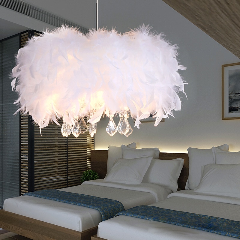 Lámpara colgante de 40/50 cm diseño único araña led pluma de metal galvanizado contemporáneo moderno 220-240 v 2026 - $158.99 –P3