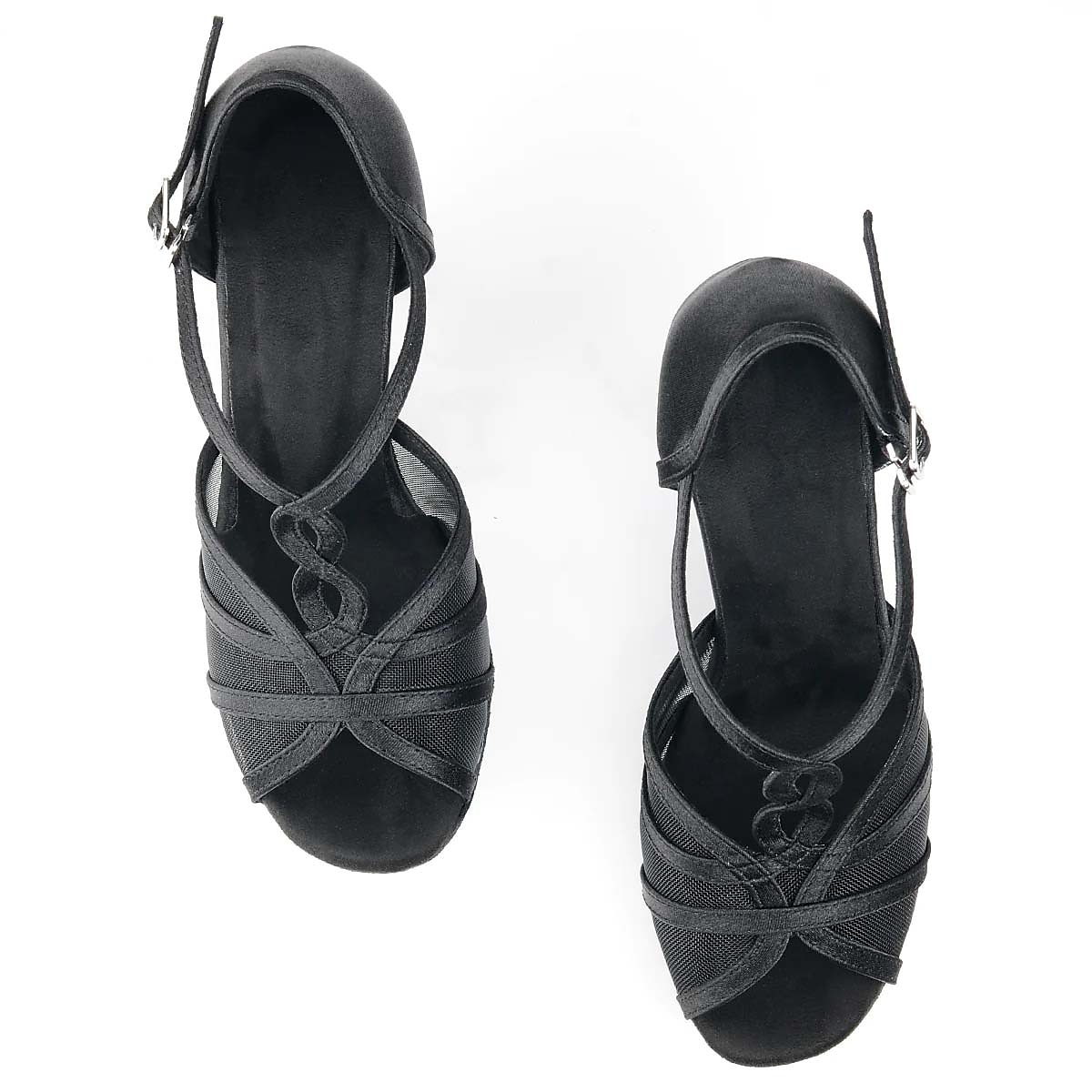 2026年 バックル留めのレディース ブラック ストラップ メッシュ ダンス ヒール - 社交ダンス、ラテンダンス、特別なイベントに最適なエレガントなオープントゥ シューズ  コレクション – $46.99 –P2