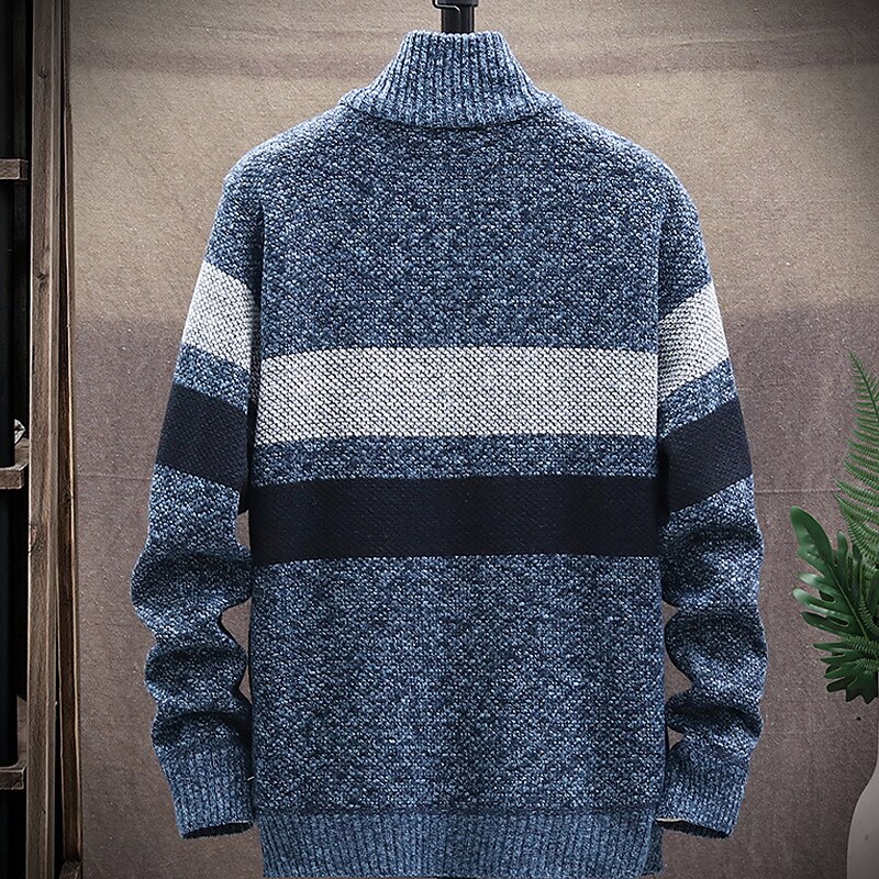 Per uomo Felpa Cardigan Maglione con zip Giacca maglione Maglione in pile Maglia Lavorato a maglia Color Block Colletto alla coreana Moda Esterno Interni Abbigliamento Inverno Autunno Blu Grigio scuro del 2025 a $25.99 –P6