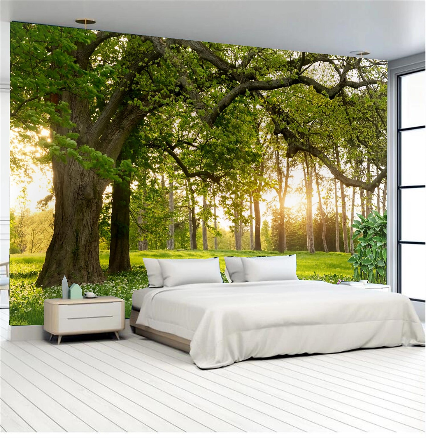 Mural tapety naklejki ścienne niestandardowe samoprzylepne zielone drzewo pcv/winyl nadaje się do salonu sypialnia restauracja hotel dekoracje ścienne art home decor 2025 - $47.99 –P3