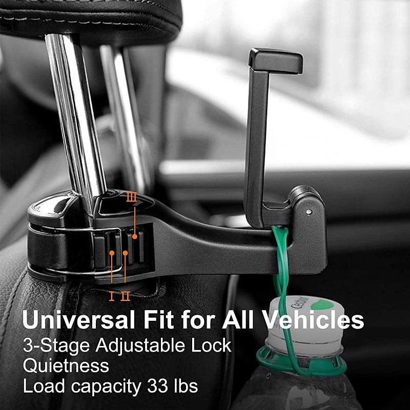 2 stuks 2 in 1 autostoel haken voor portemonnees en tassen met telefoonhouder automatische hoofdsteun portemonnee handtas houder hangers organisatoren valweerstand rust en universele pasvorm 2025 - $14.99 –P3