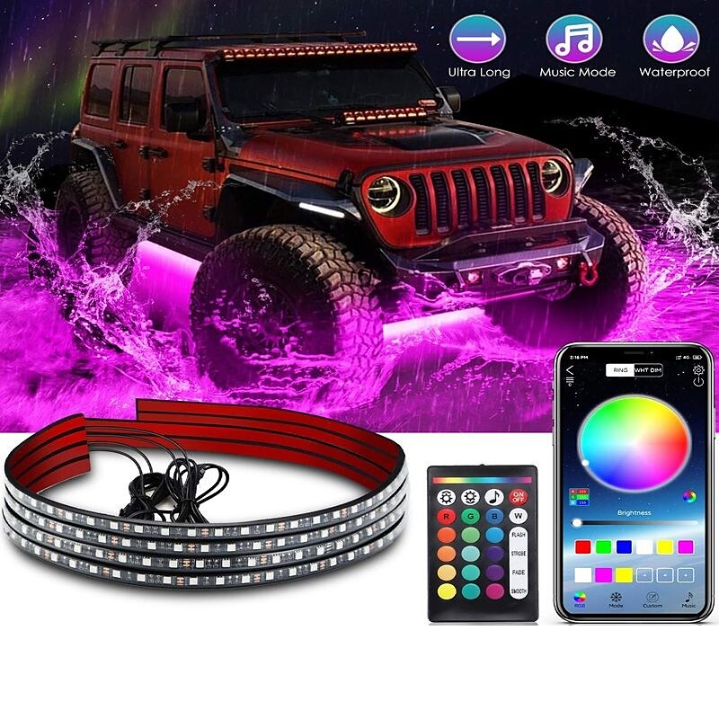 WAZA Car Underglow Lights Exterior Kit 4PCS Underbody LED Strip Lights 8 Color Sound Active Function and Wireless Remote Control with 6FT Extension Wire Cable Tie IP68 2025 - $62.99 –P15