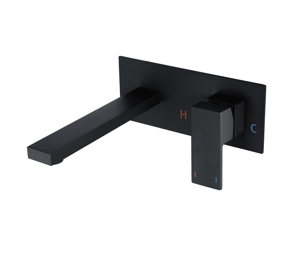 Brass Wall Mount Bathroom Sink Faucet,Black Single Handle One Hole Bath Taps with Hot and Cold Switch 2025 - $153.99 –P5