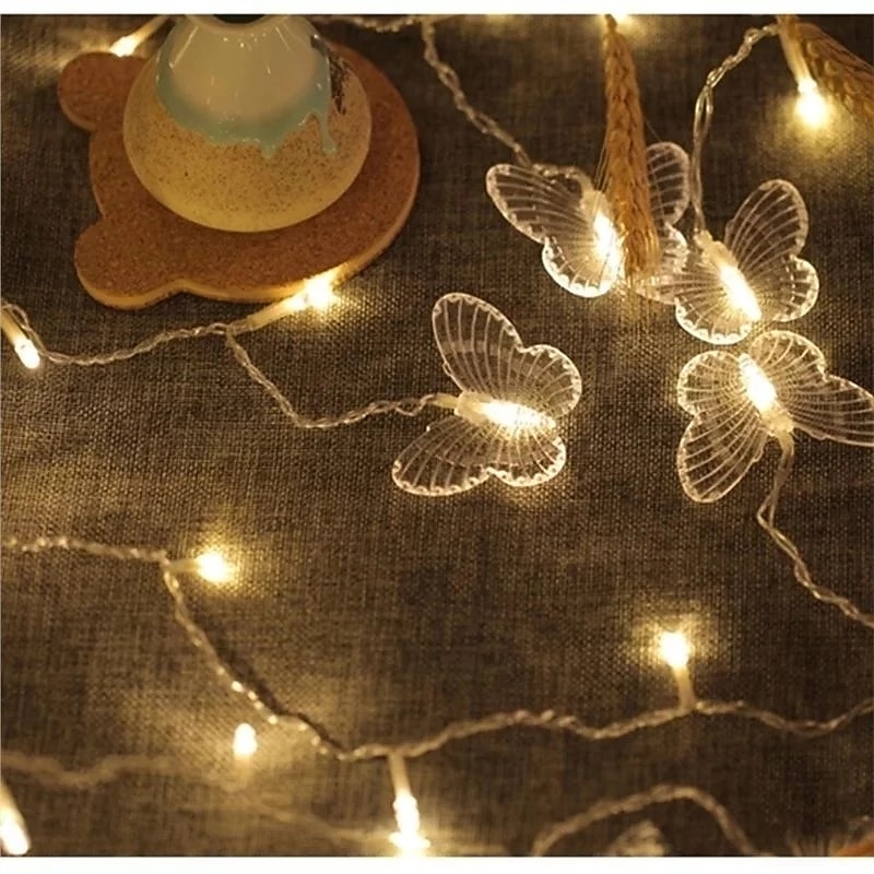 LED  Fairy Light Butterfly Curtain String Lights 3.5M 96LEDs New Year Holiday Wedding Valentine's Day Living Room Bedroom Store Decoration 220V EU Plug Curtain Lights 2026 - $20.99 –P5