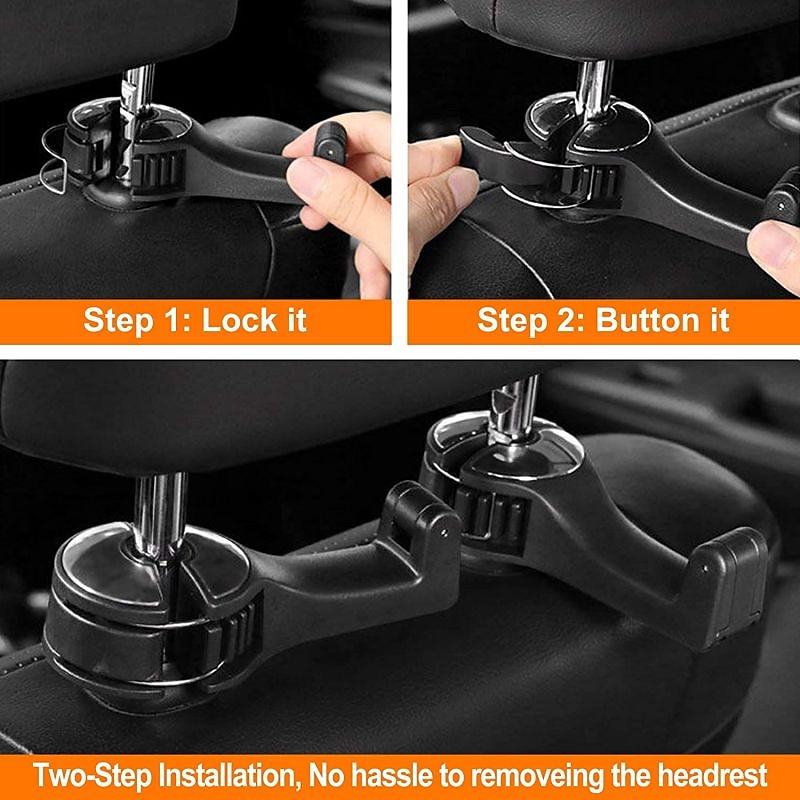 2 stuks 2 in 1 autostoel haken voor portemonnees en tassen met telefoonhouder automatische hoofdsteun portemonnee handtas houder hangers organisatoren valweerstand rust en universele pasvorm 2025 - $14.99 –P7