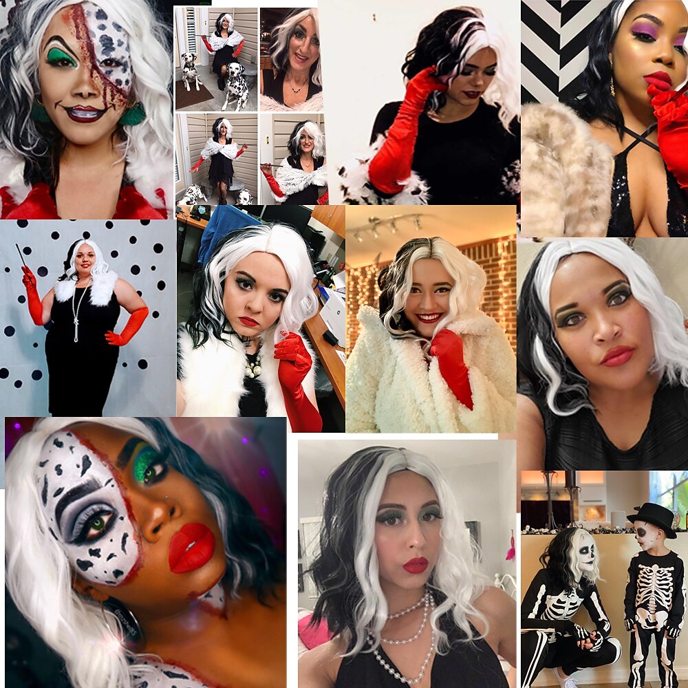Parrucche Cosplay Nero Bianco Ambra Ondulato Capelli Sintetici Corto Parrucche Per donna Parrucche Per la festa del 2026 a $17.99 –P11