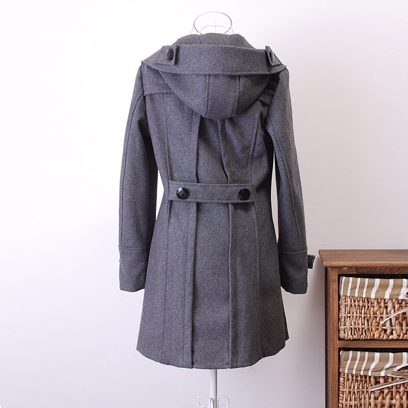 Women's Coat Long Pocket Button Winter Plus Size Coat Keep Warm Black Gray Elegant & Luxurious Daily Fall Hooded Regular Fit S M L XL XXL 3XL / Windproof / Winter 2023 - US $76.99 –P2