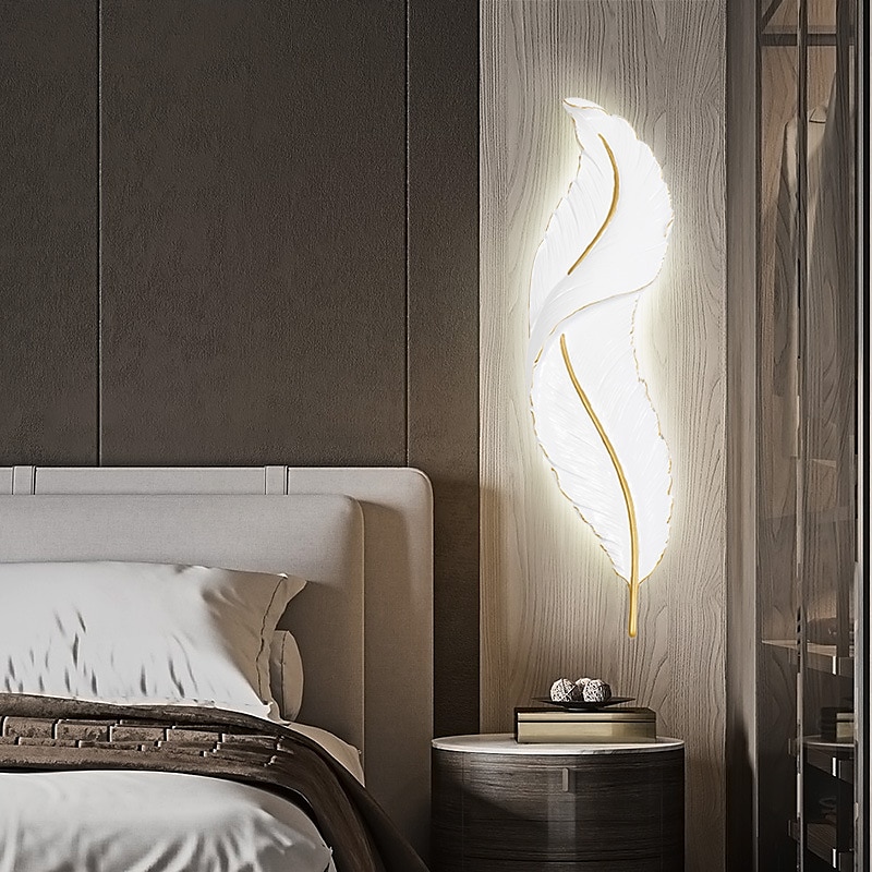lightinthebox 1 luce 65 cm applique da parete a led design a forma di piuma applique da parete moderna in stile lusso camera da letto sala da pranzo applique da parete in resina 110-120 v 220-240 v del 2025 a $381.69 –P9