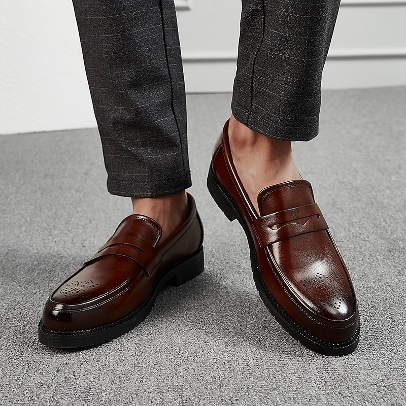 herrekjole penny loafers & slip-ons pluss størrelse vintage business casual fest & kveld loafers svart brun høst vinter 2025 - $64.99 –P2