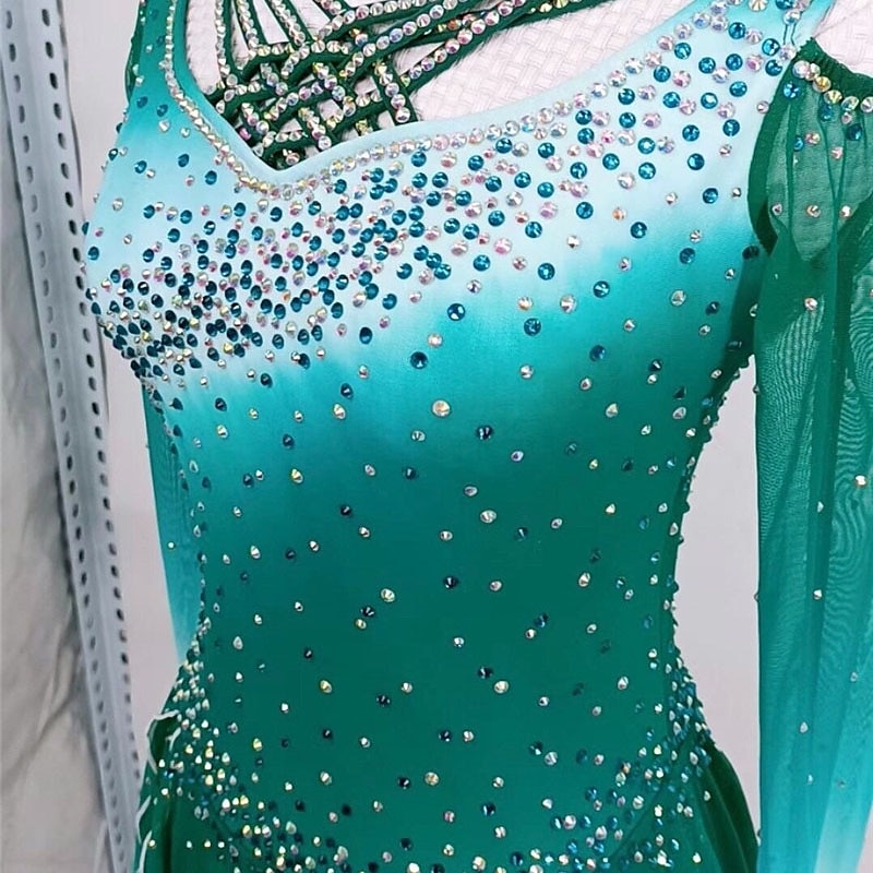 Kunstschaatsjurk Dames Voor meisjes Schaatsen Jurken Outfits Zwart Geel Roze Open achterkant Spandex Hoge Elasticiteit Opleiding Wedstrijd Kunstschaatskleding Kristal / Bergkristal Lange mouw 2026 - $168.99 –P5
