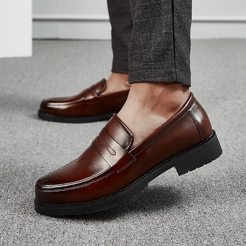herrekjole penny loafers & slip-ons pluss størrelse vintage business casual fest & kveld loafers svart brun høst vinter 2025 - $64.99 –P1