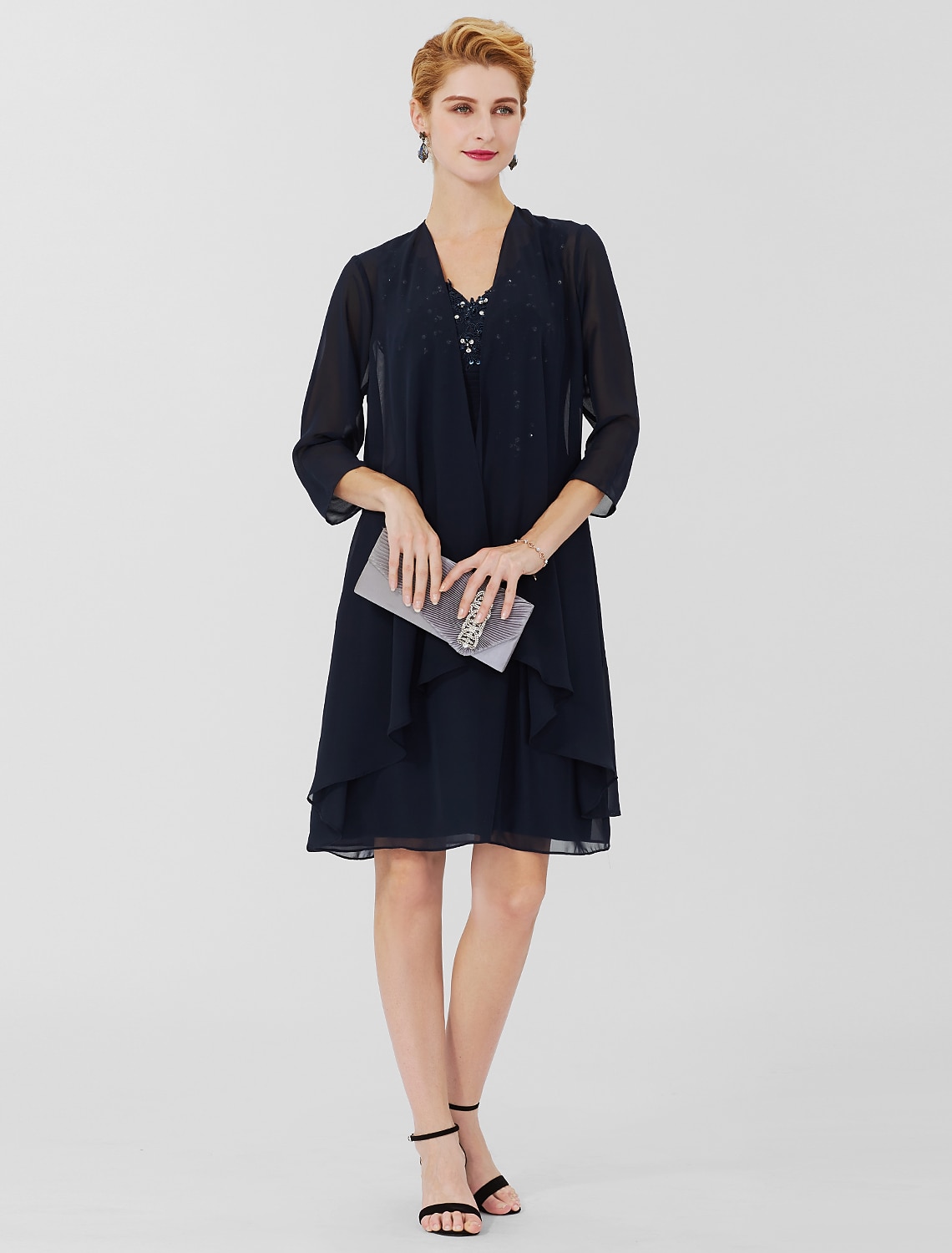 Vrouwen Wrap Shrug Moeder's Wraps Jassen  Jasjes Elegant Zonbescherming 3/4 Lengte Mouw Chiffon Bruiloft Gasten Wraps Met Effen Kleur Voor Formele Lente  Herfst kleed je mooi aan 2025 - $44.99 –P3