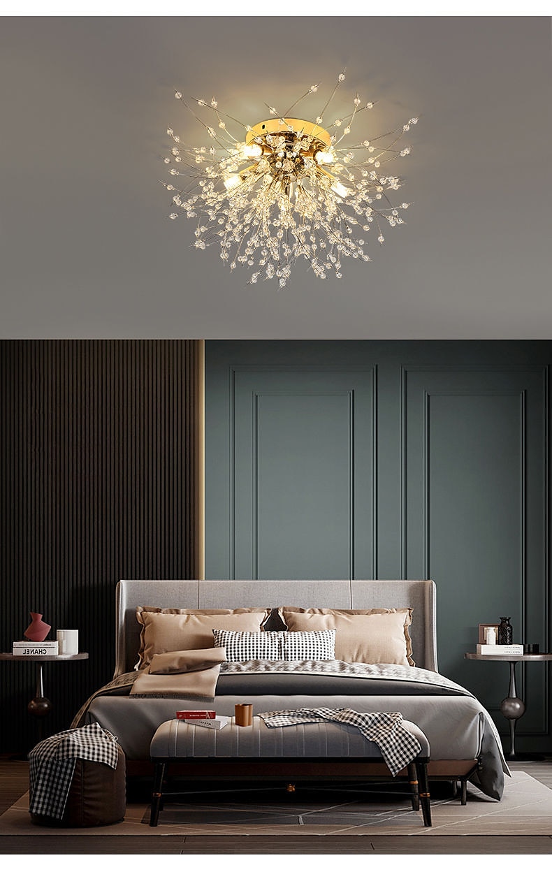 54/55/56/58 cm Firework Design Flush Ceiling Light LED Metal Modern Style Floral Style Geometrical Electroplated Nordic Style 220-240V 2025 - $151.99 –P2